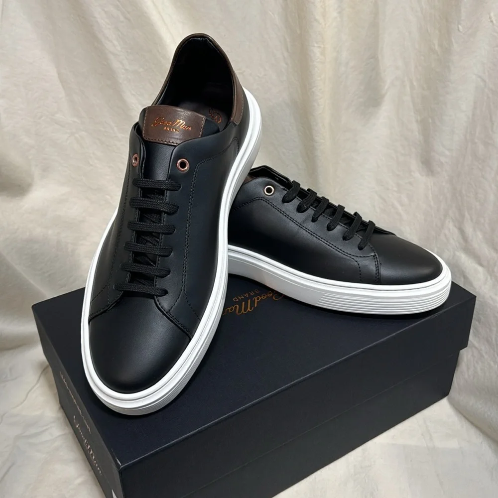 NEW Good Man Brand Legend London Black Dark Vachetta Leather Sneakers